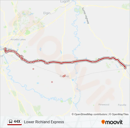 44X Bus Line Map