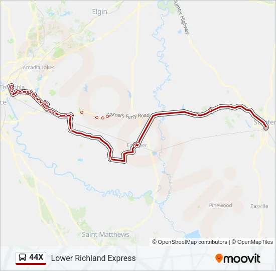 44X Bus Line Map