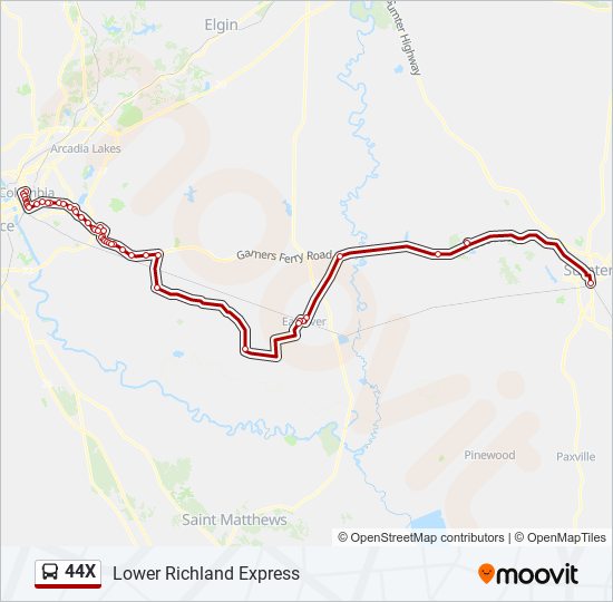 44X bus Line Map