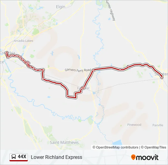 44X Bus Line Map