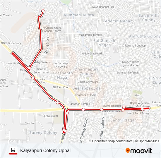 136B bus Line Map