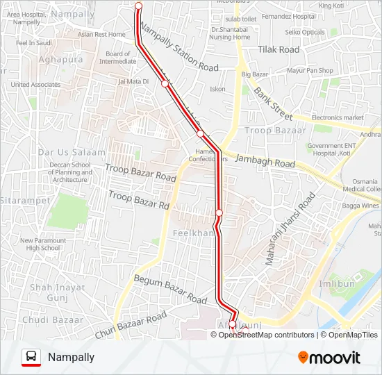 136H Bus Line Map