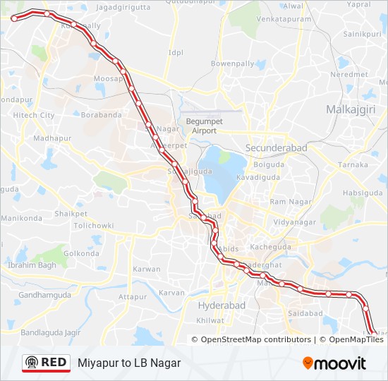 Saroor Nagar Route Map Red Route: Schedules, Stops & Maps - Miyapur (Updated)