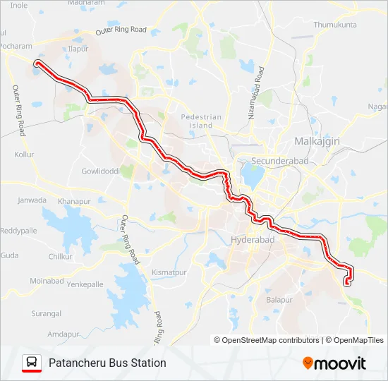 222P Bus Line Map