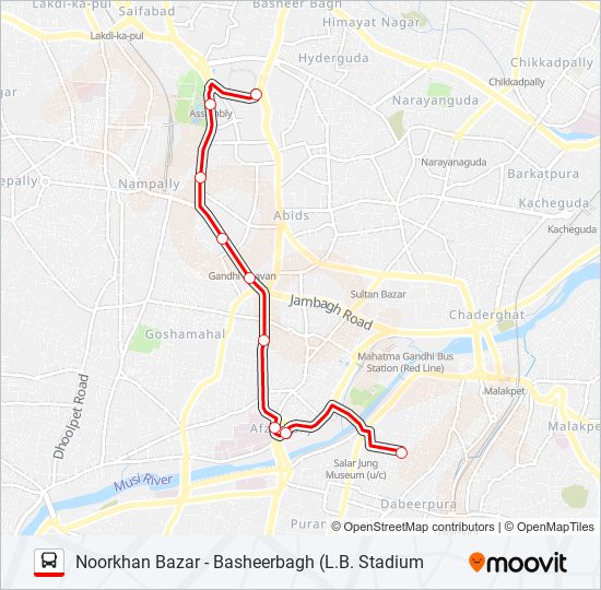 114 bus Line Map