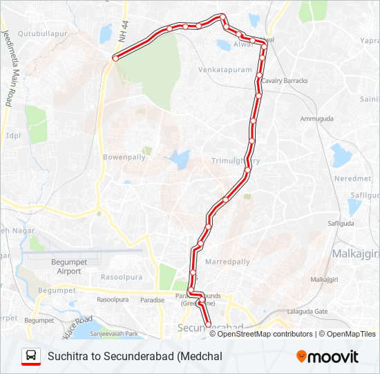 Suchitra X Roads Hyderabad Map 25S Route: Schedules, Stops & Maps - Suchitra (Updated)