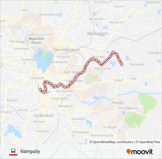 136N Bus Line Map