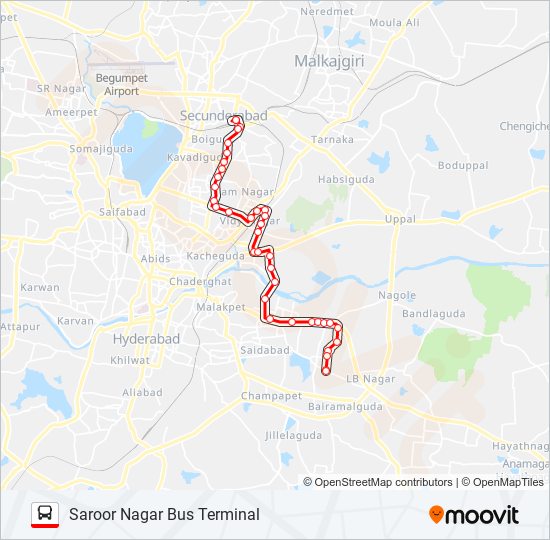 Saroor Nagar Route Map 107Vp Route: Schedules, Stops & Maps - Saroor Nagar Bus Terminal (Updated)