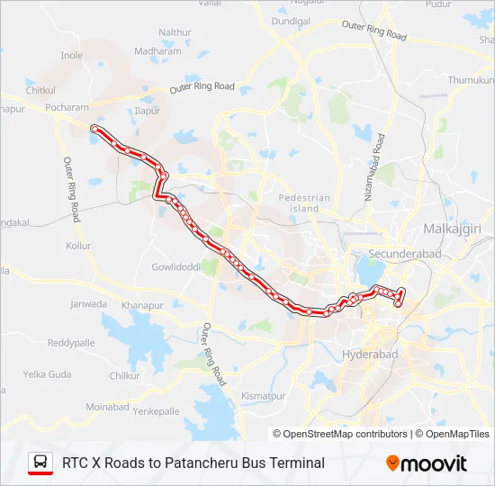 217X Bus Line Map