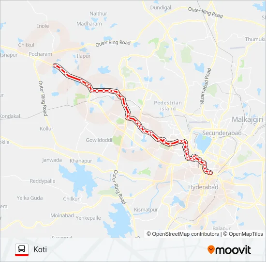222A Bus Line Map