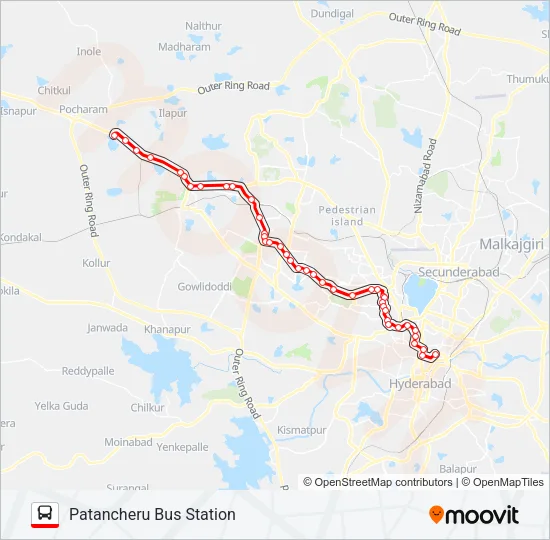 222A Bus Line Map