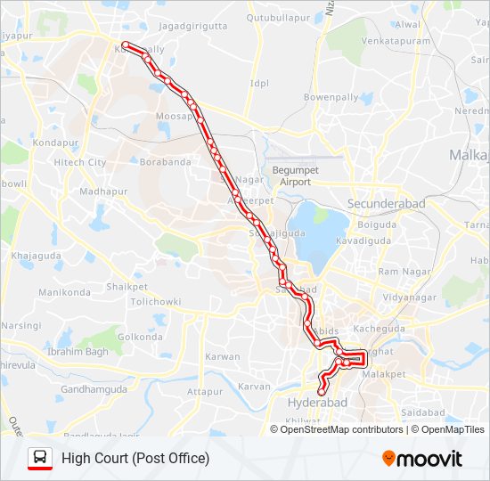 Hyderabad To Kothagudem Route Map 7H Route: Schedules, Stops & Maps - High Court (Post Office) (Updated)