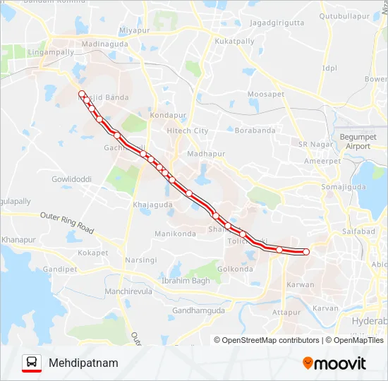 216U Bus Line Map