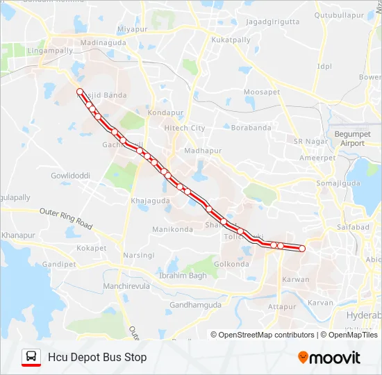 216U Bus Line Map