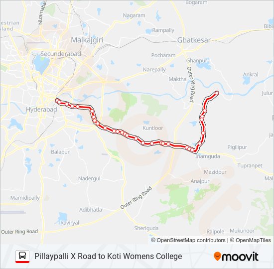 Hyderabad Route Map Directions 205 Route: Schedules, Stops & Maps - Banda Ravirala (Updated)