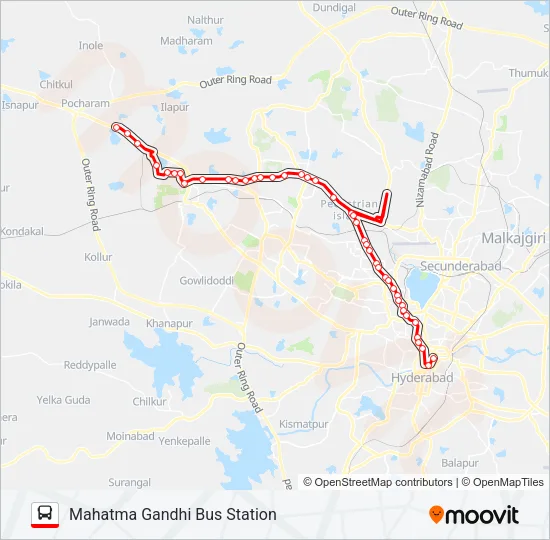 225C Bus Line Map