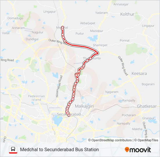 211P Bus Line Map