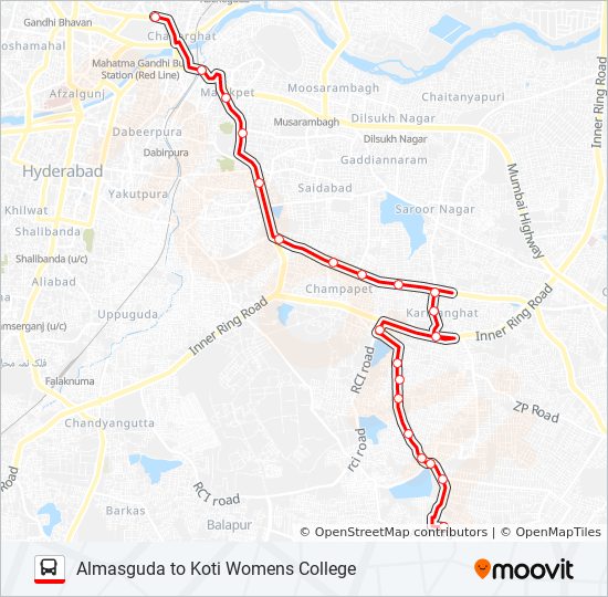 Santosh Nagar Hyderabad Map 104A Route: Schedules, Stops & Maps - Almasguda (Updated)