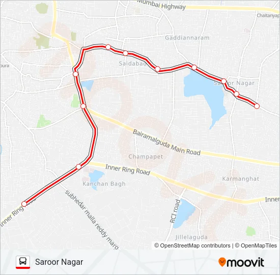 102D Bus Line Map