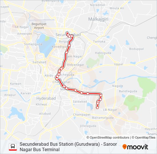 Saroor Nagar Route Map 107S Route: Schedules, Stops & Maps - Saroor Nagar Bus Terminal (Updated)