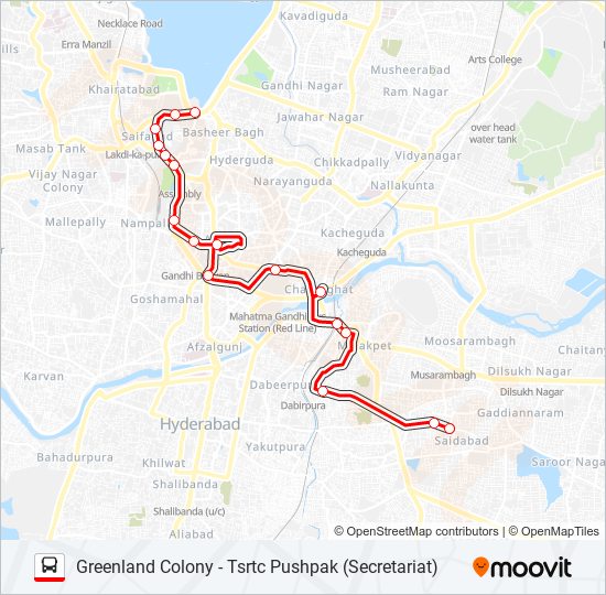 Pushpak Bus Route Map 105S Route: Schedules, Stops & Maps - Tsrtc Pushpak (Secretariat) (Updated)