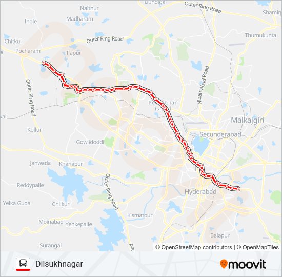 225D bus Line Map