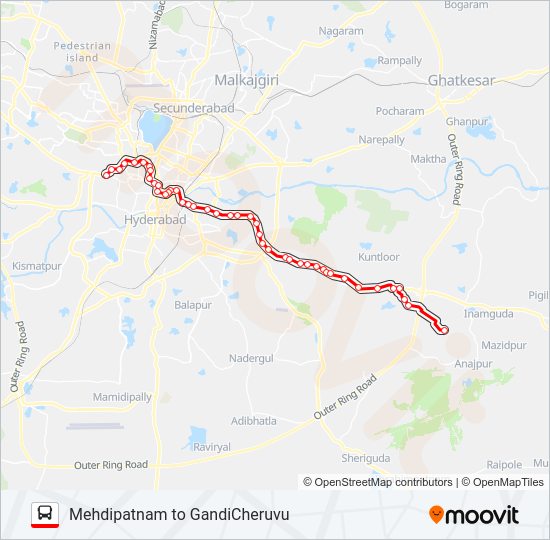 156/204U bus Line Map