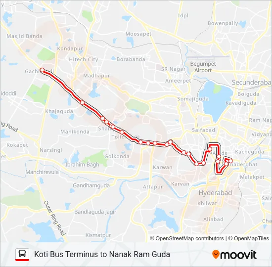 116N Bus Line Map