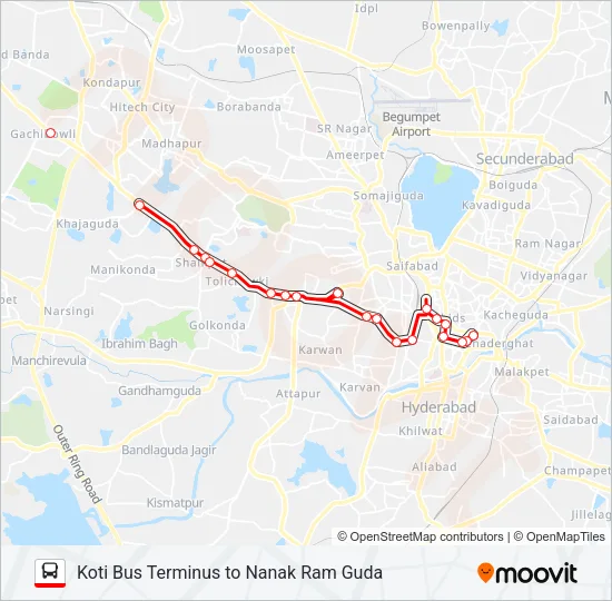 116N Bus Line Map