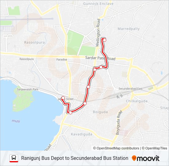 Raniganj In Hyderabad Map 7X Route: Schedules, Stops & Maps - Ranigunj Bus Depot (Updated)