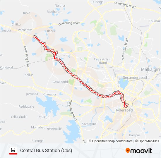 Hyderabad Route Map Directions 217C Route: Schedules, Stops & Maps - Central Bus Station (Cbs) (Updated)