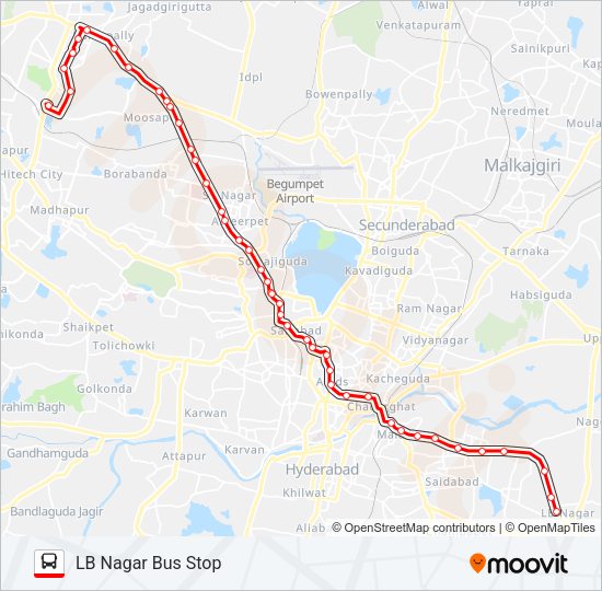 Lb Nagar Hyderabad Map 187Dl2 Route: Schedules, Stops & Maps - Lb Nagar Bus Stop (Updated)