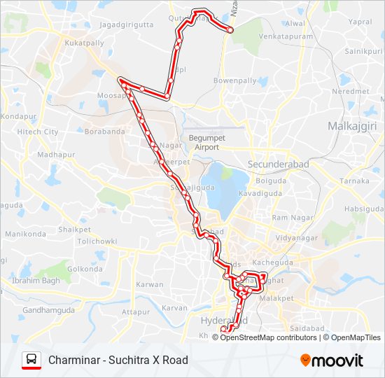 Suchitra X Roads Hyderabad Map 9Q Route: Schedules, Stops & Maps - Suchitra X Road (Updated)