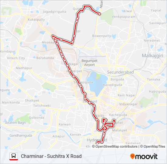 Suchitra X Roads Hyderabad Map 9Q Route: Schedules, Stops & Maps - Charminar (Updated)