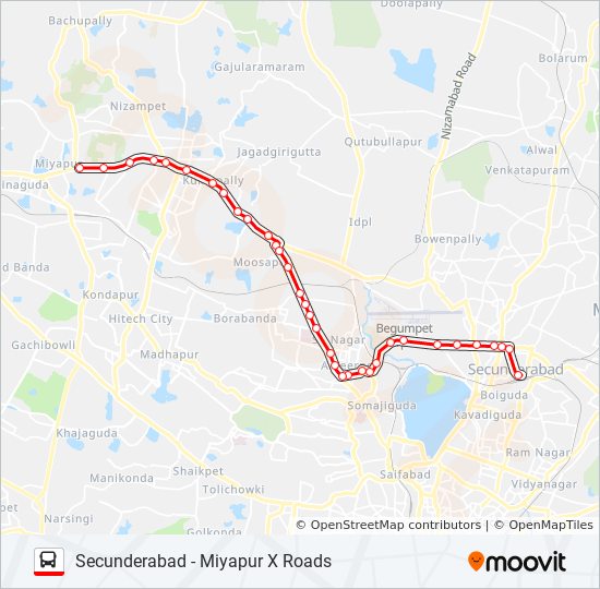 Hyderabad To Secunderabad Distance By Road 10Km Route: Schedules, Stops & Maps - Miyapur To Secunderabad (Updated)