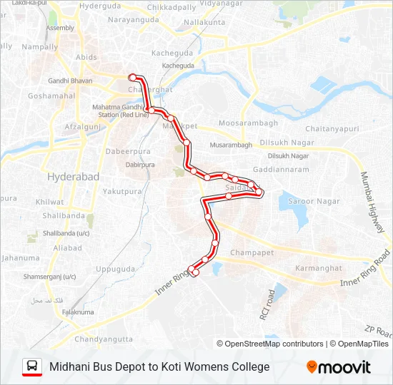 105M Bus Line Map