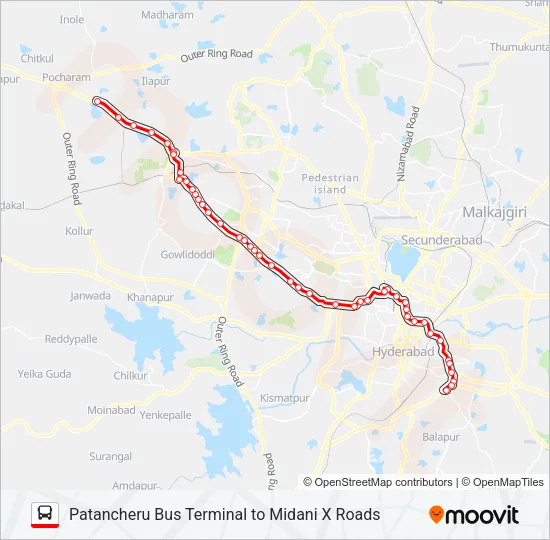 217A Bus Line Map