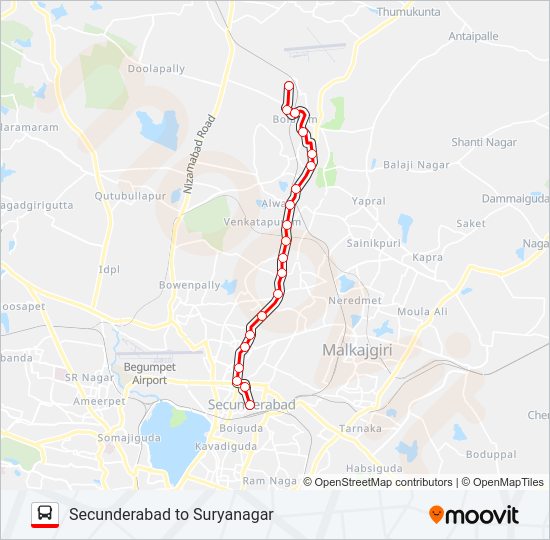 22M bus Line Map