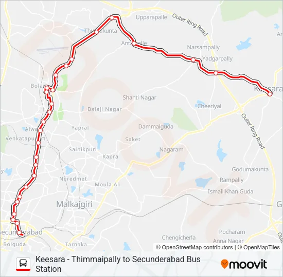 211C Bus Line Map