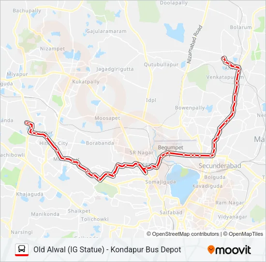 10H/25I Bus Line Map