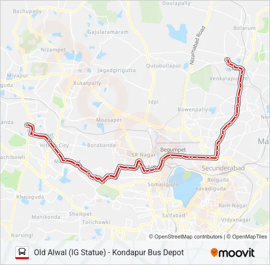 10H/25I Bus Line Map