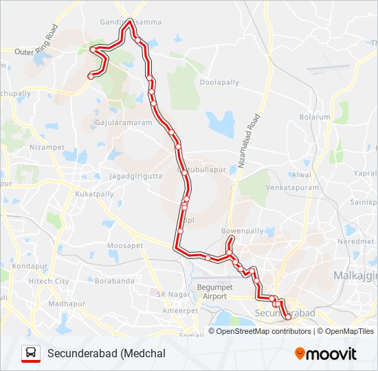 Bangalore To Secunderabad Distance By Road 272S Route: Schedules, Stops & Maps - Secunderabad (Medchal) (Updated)