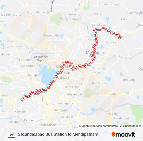 Hyderabad To Secunderabad Distance By Road 16A5K Route: Schedules, Stops & Maps - Ecil X Road (Updated)