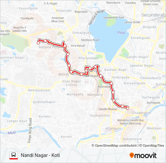 127N Bus Line Map