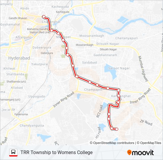 104T bus Line Map