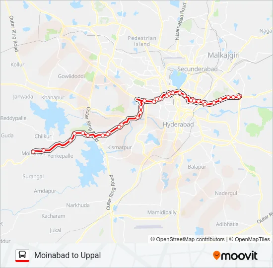 113M/288 Bus Line Map