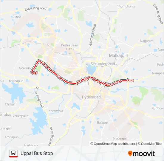 113M/W Bus Line Map