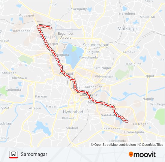 Saroor Nagar Route Map 158S Route: Schedules, Stops & Maps - Saroornagar (Updated)