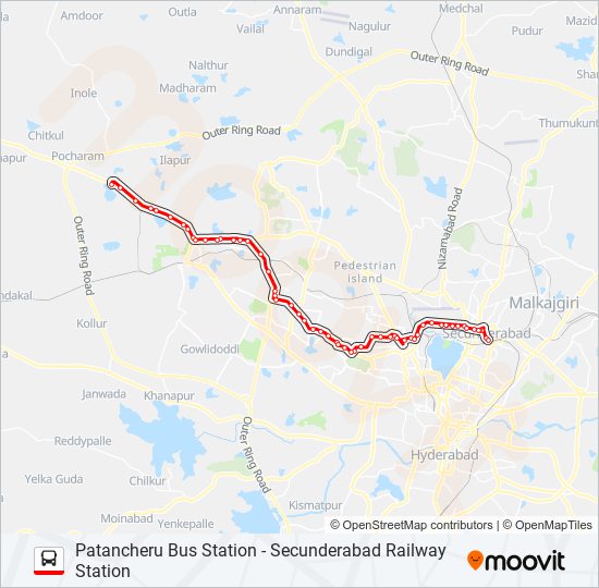 Secunderabad To Hyderabad Distance By Road 10H219 Route: Schedules, Stops & Maps - Patancheru Bus Station (Updated)