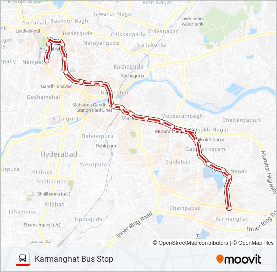 Saroor Nagar Route Map 101K Route: Schedules, Stops & Maps - Karmanghat Bus Stop (Updated)